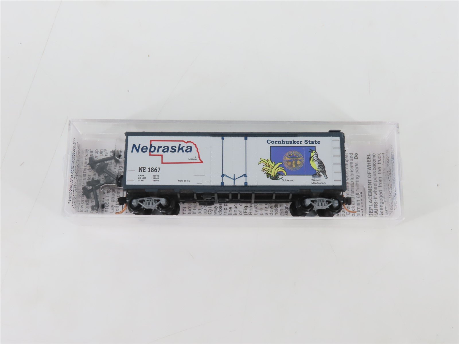 N Scale Micro-Trains MTL 02100390 NE Nebraska State 40' Plug Door Box Car #1867