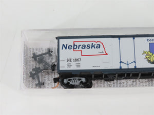 N Scale Micro-Trains MTL 02100390 NE Nebraska State 40' Plug Door Box Car #1867
