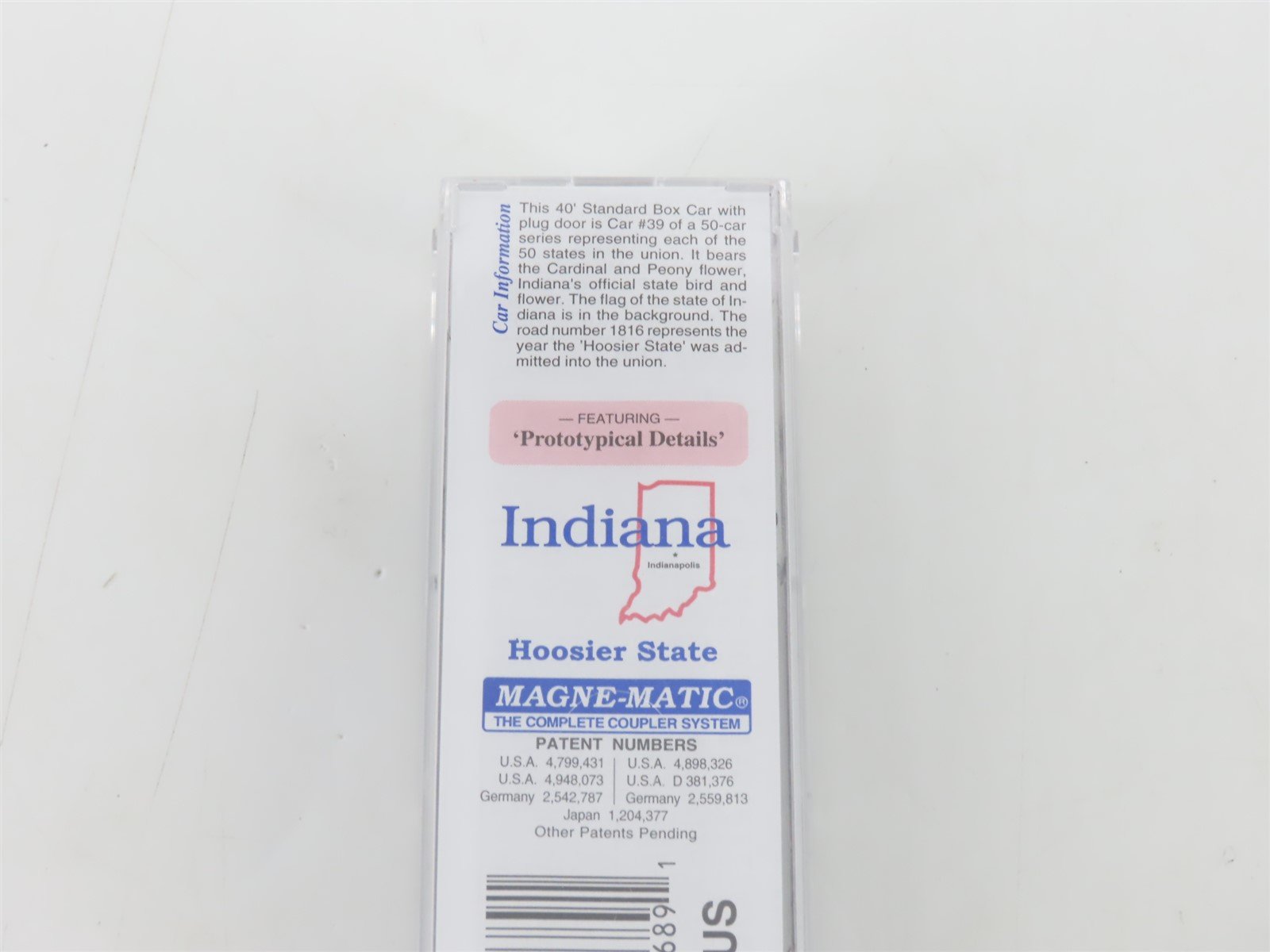 N Scale Micro-Trains MTL 02100403 IN Indiana State 40' Plug Door Box Car #1816