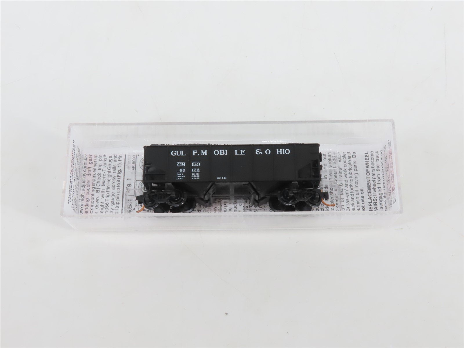 N Micro-Trains MTL 05600290 GM&O Gulf Mobile & Ohio 2-Bay Hopper #60173 w/ Load