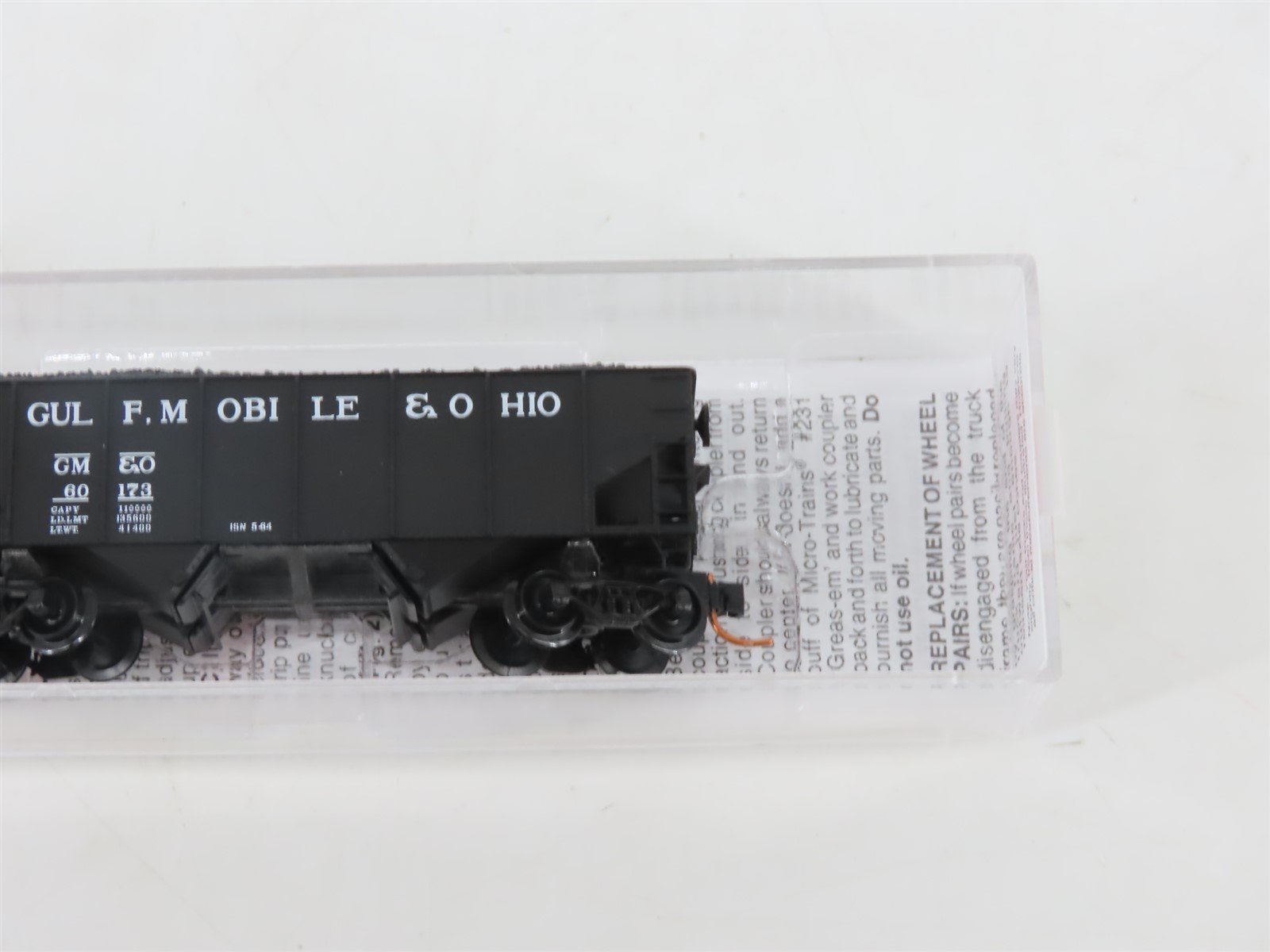 N Micro-Trains MTL 05600290 GM&O Gulf Mobile & Ohio 2-Bay Hopper #60173 w/ Load