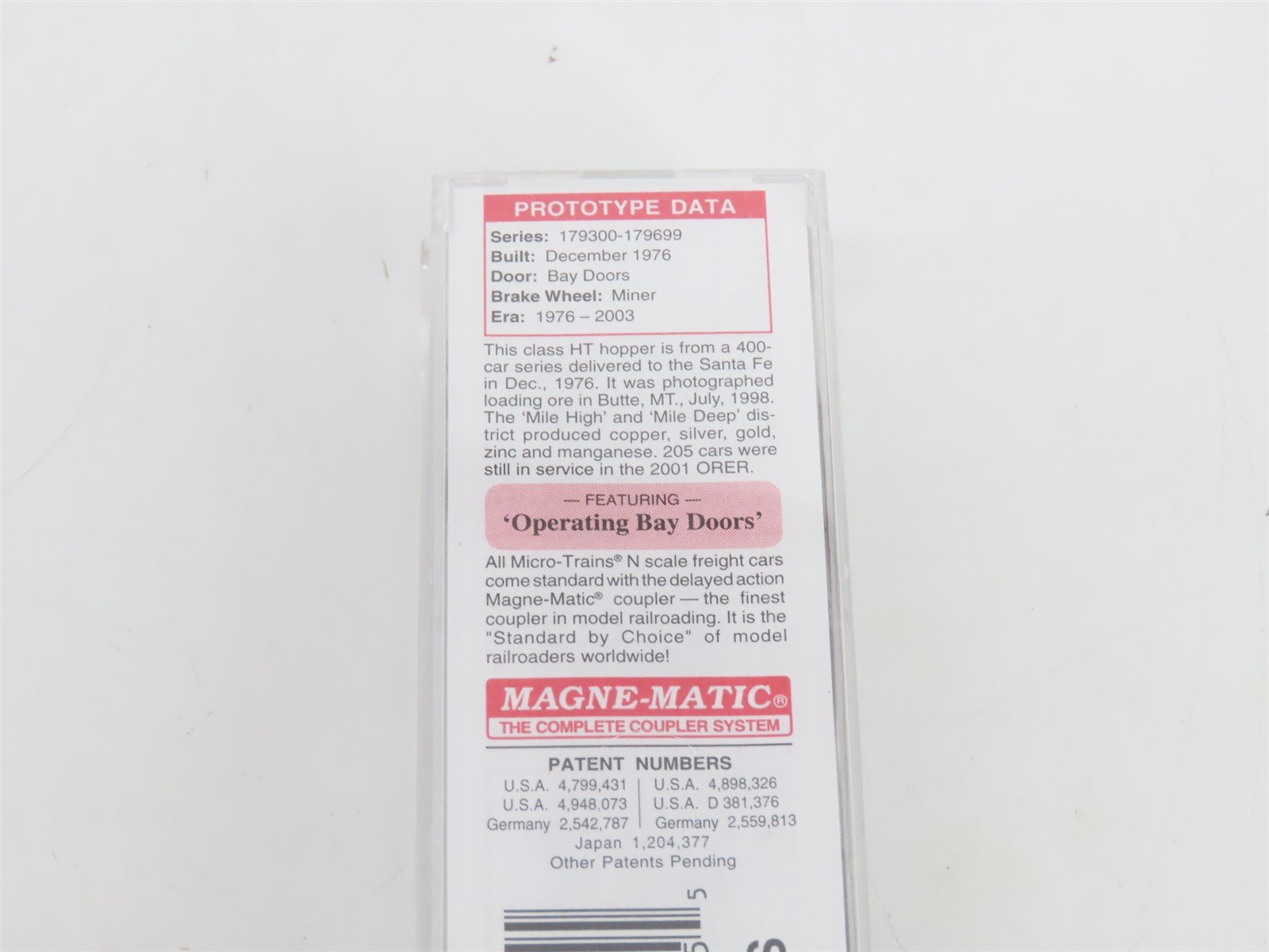 N Scale Micro-Trains MTL 108120.1 ATSF Santa Fe 3-Bay Hopper #179655 w/ Load
