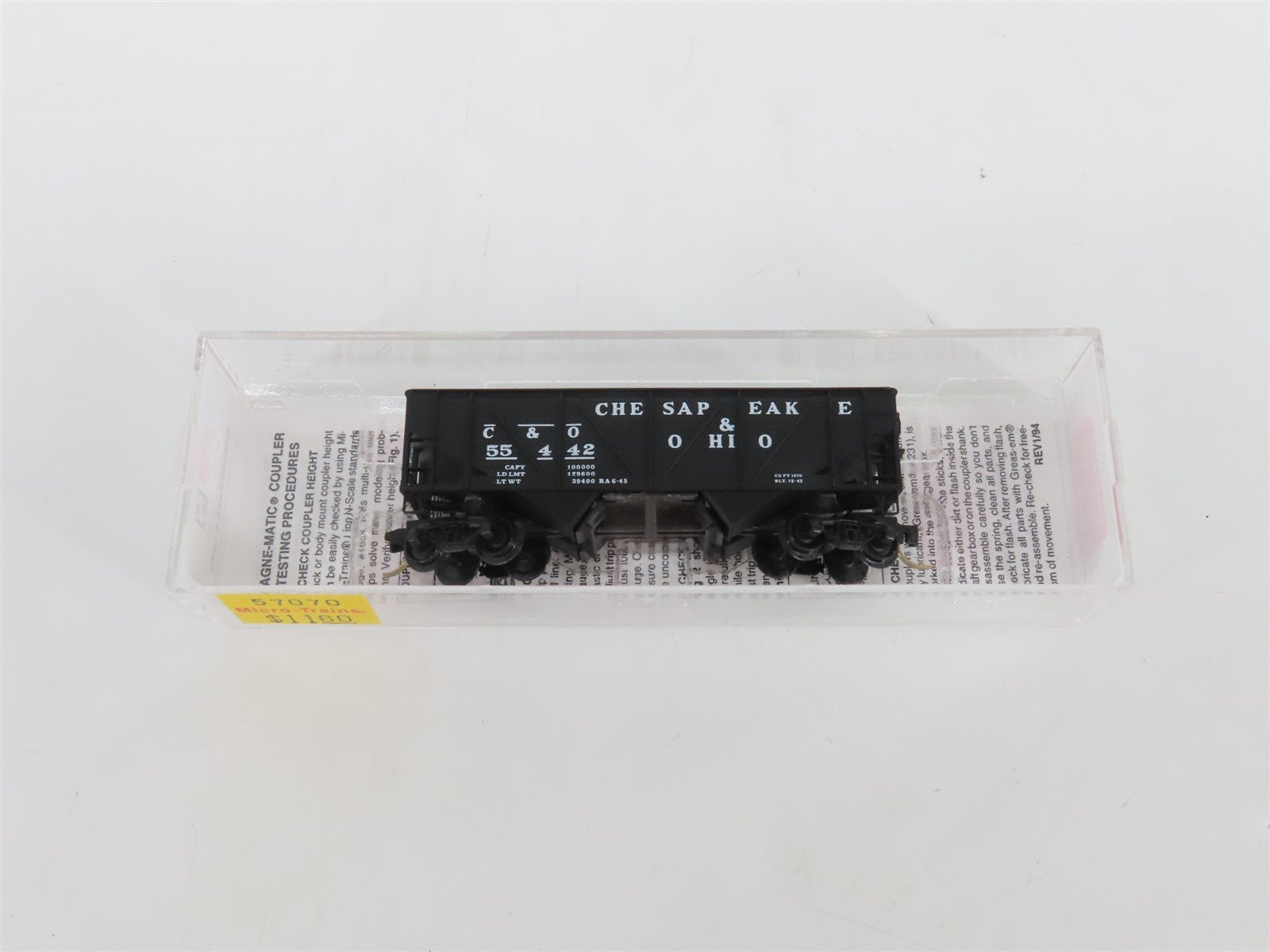 N Scale Micro-Trains MTL 57070 C&O Chesapeake & Ohio 2-Bay Open Hopper #55442