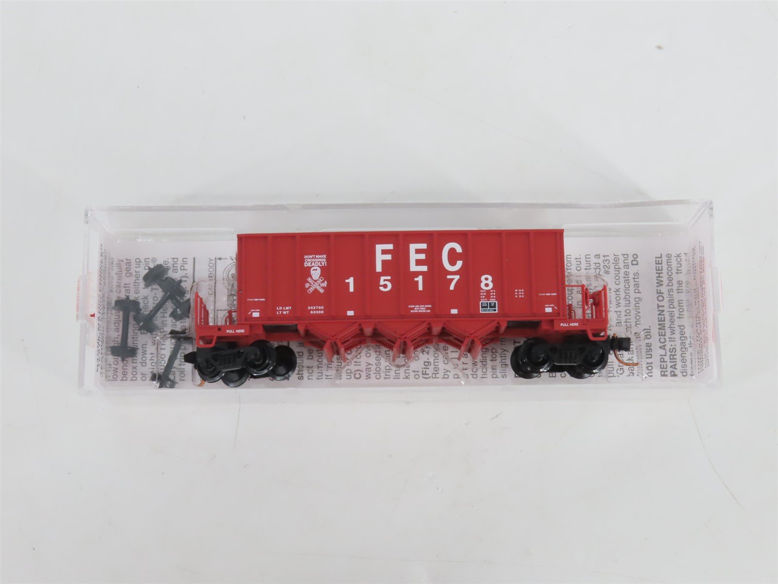 N Micro-Trains MTL 12500020 FEC Florida East Coast 3-Bay Ortner Hopper #15178