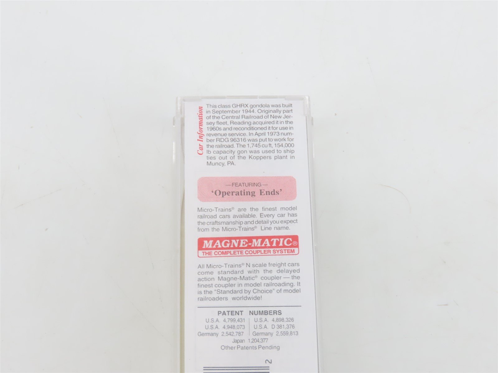 N Scale Micro-Trains MTL 46370 RDG Reading 50' Fishbelly Side Gondola #96316