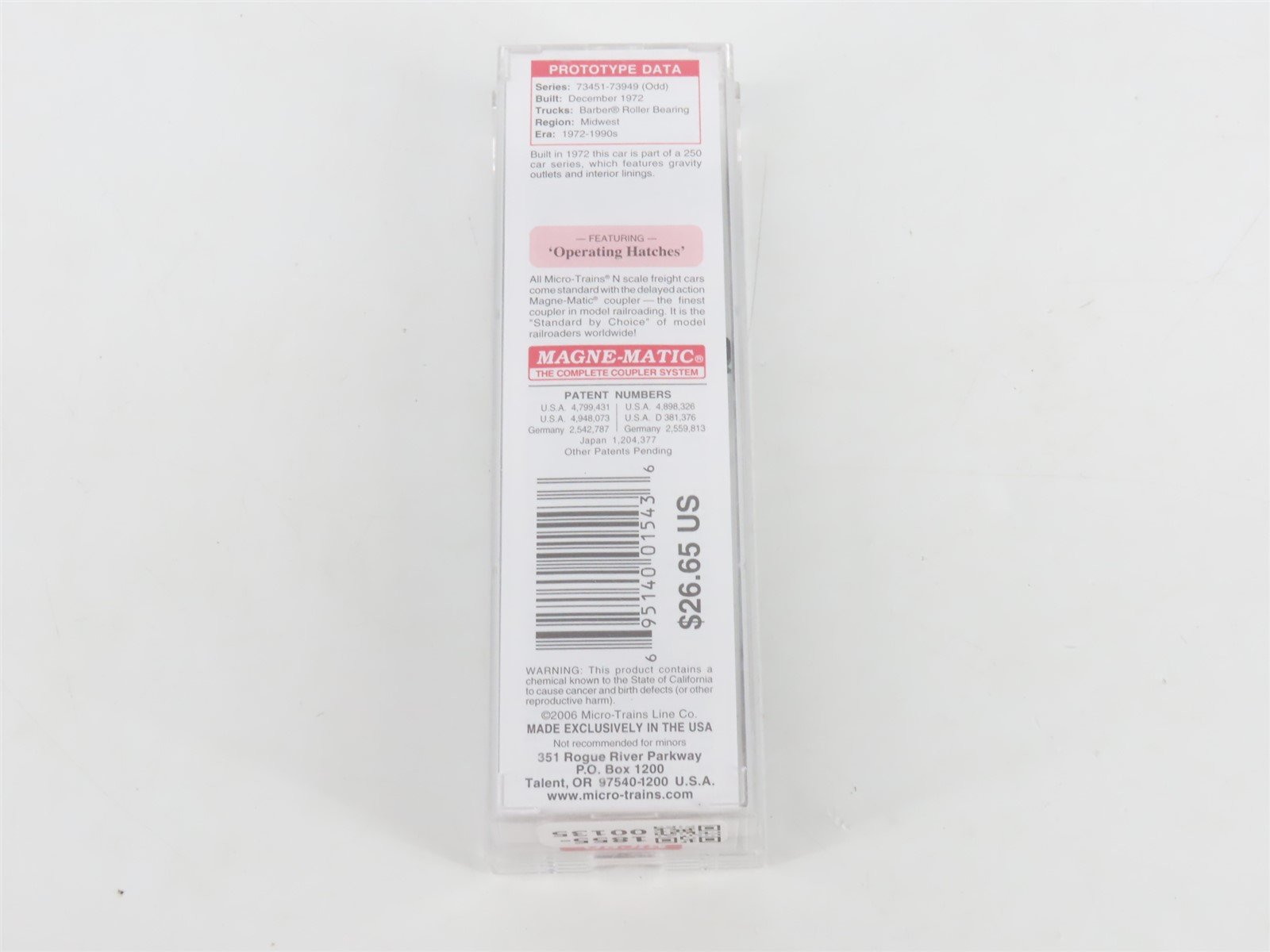 N Scale Micro-Trains MTL 09400150 SOO Line 3-Bay Centerflow Hopper #73469