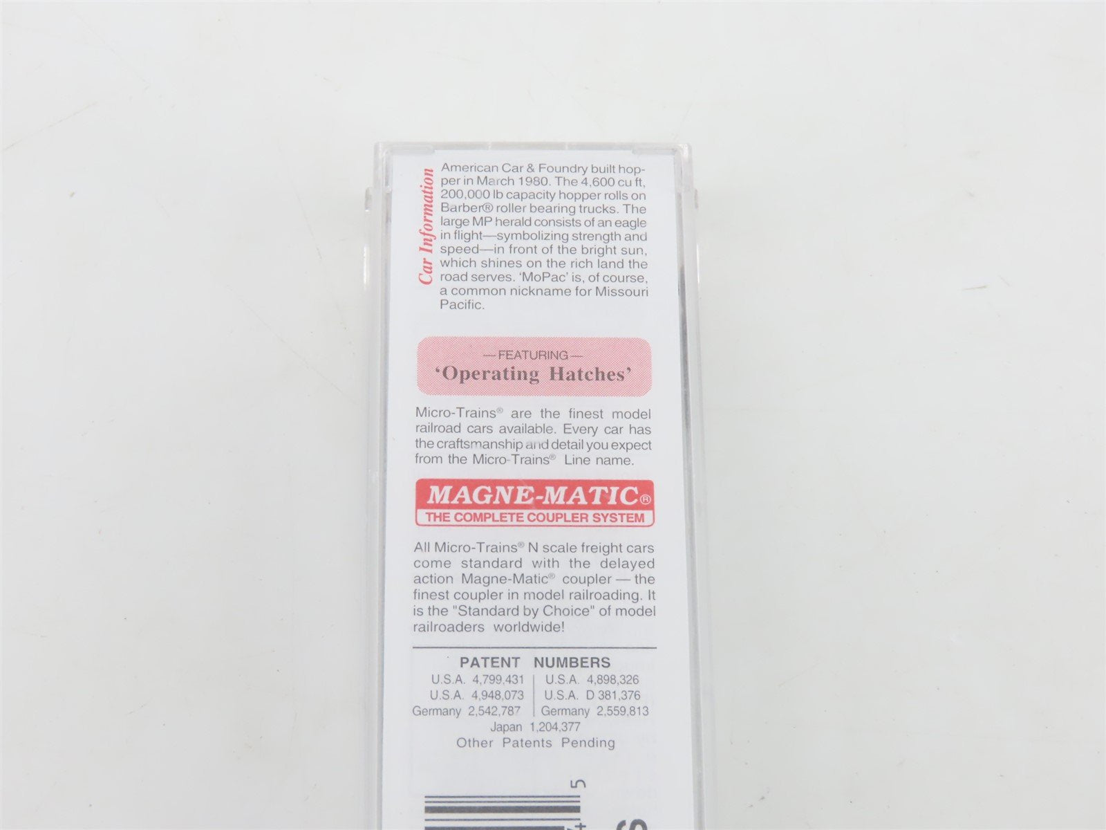 N Scale Micro-Trains MTL 94190 MP Mo-Pac 3-Bay Centerflow Hopper #724369