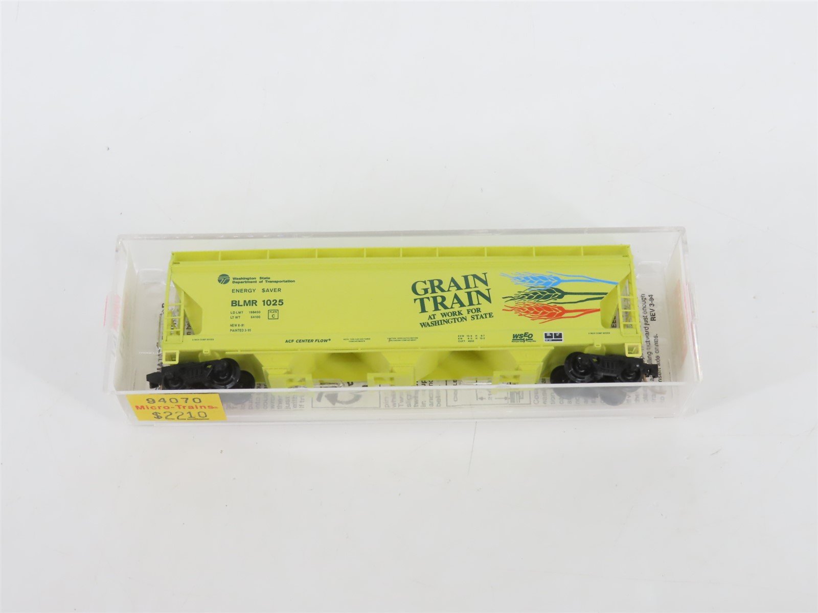 N Scale Micro-Trains MTL 94070 BLMR Grain Train 3-Bay Centerflow Hopper #1025