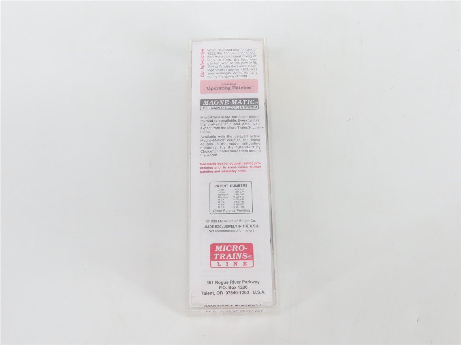 N Micro-Trains MTL 92110 MRL Montana Rail Link 2-Bay Centerflow Hopper #9016