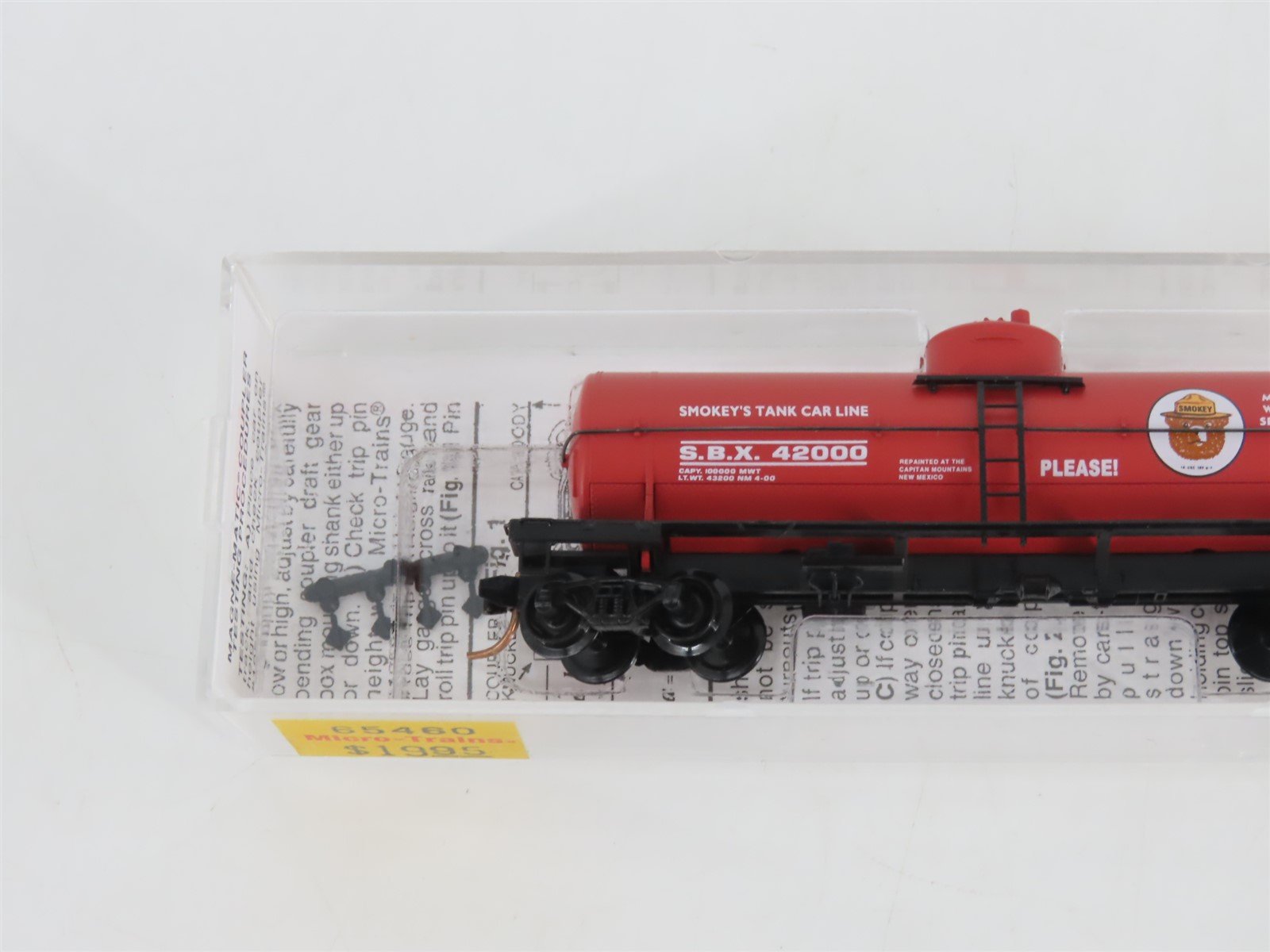 N Scale Micro-Trains MTL 65460 SBX Smokey Bear 39' Single Dome Tank Car #42000