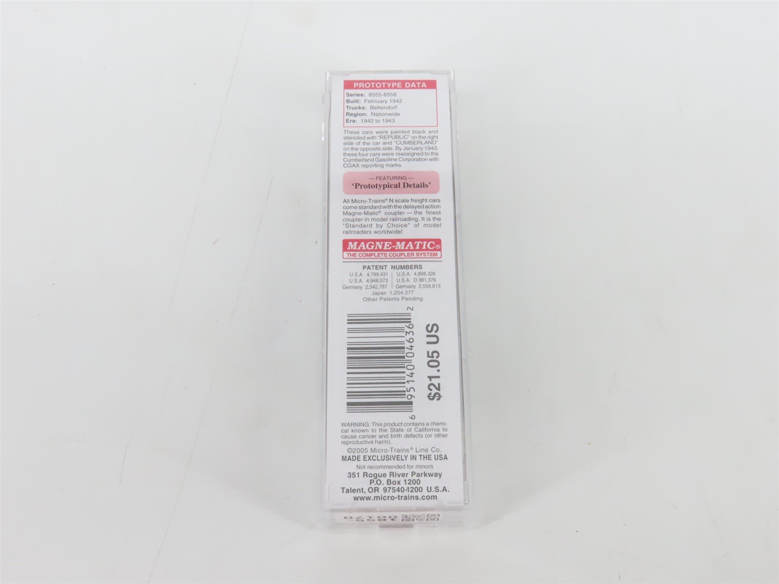 N Micro-Trains MTL 06500600 GATX Republic/Cumberland Single Dome Tank Car #8556