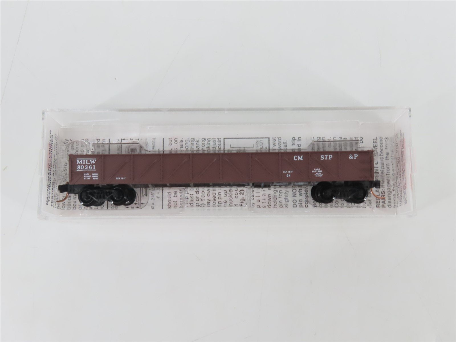 N Scale Micro-Trains MTL 60010 CMStP&P MILW Milwaukee Road 50' Gondola #80361