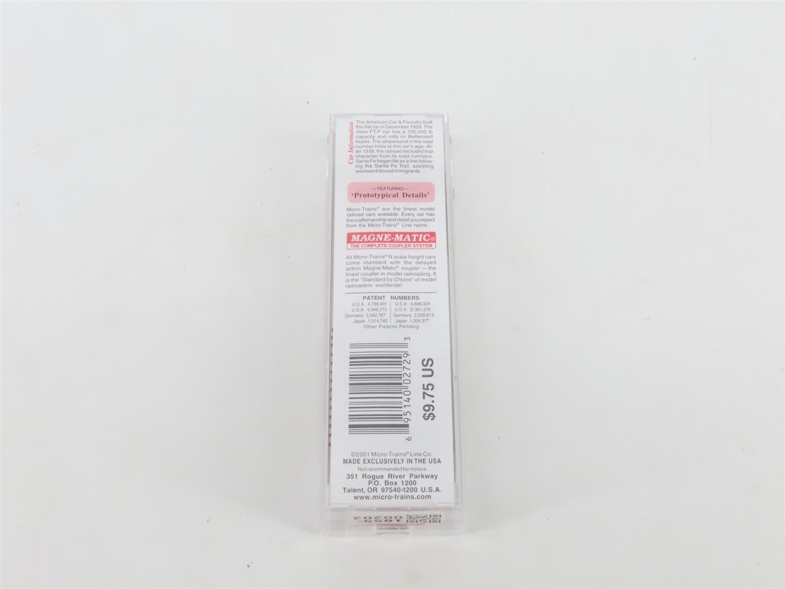 N Scale Micro-Trains MTL 44060 ATSF Santa Fe 50' Straight Side Flat Car #90822