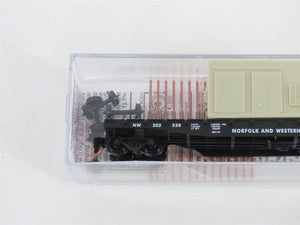 N Micro-Trains MTL 04500020 N&W Norfolk & Western 50' Flat Car 202536 w/ AC Load