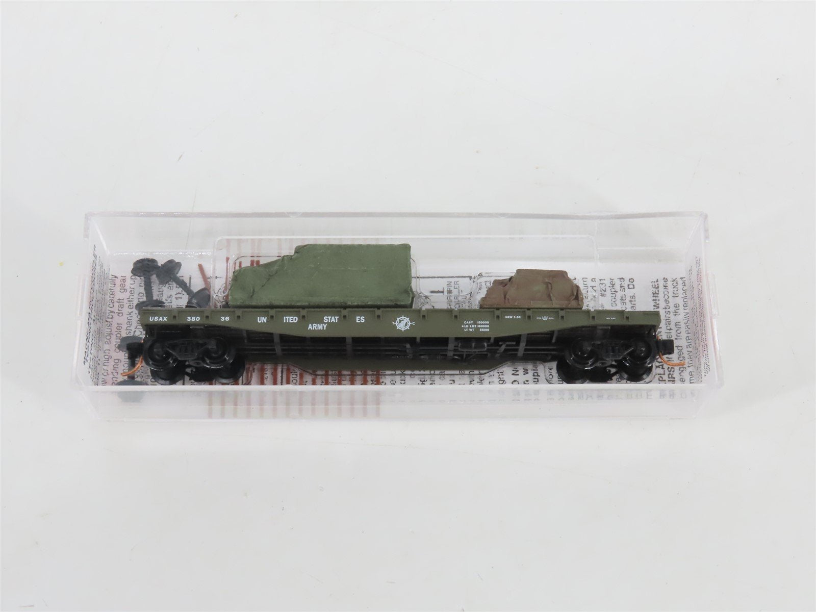 N Micro-Trains MTL 04500183 USAX U.S. Army 50' Flat Car #38036 w/ Track Load