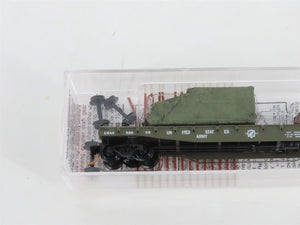 N Micro-Trains MTL 04500183 USAX U.S. Army 50' Flat Car #38036 w/ Track Load