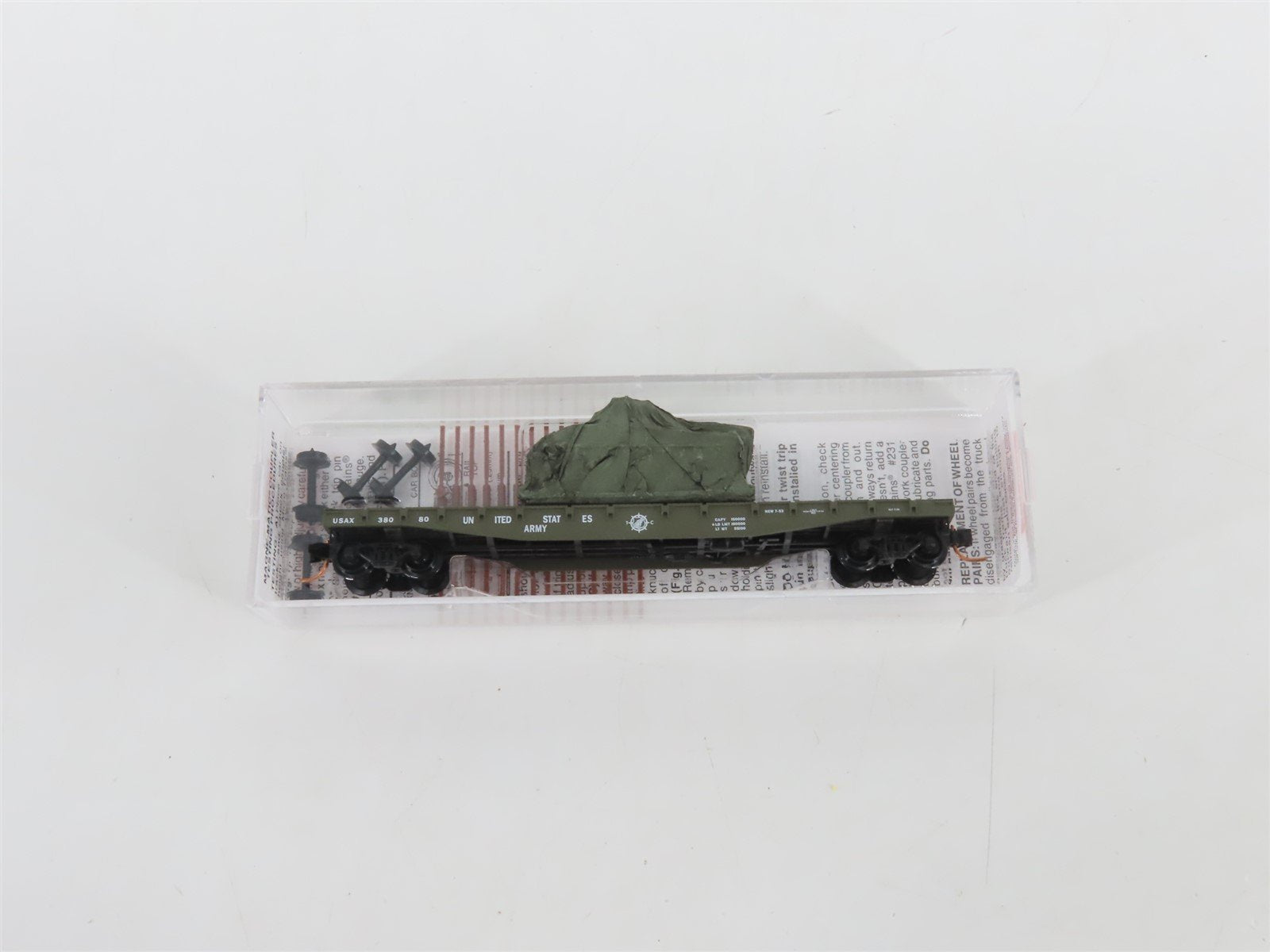 N Micro-Trains MTL 04500181 USAX U.S. Army 50' Flat Car #38080 w/ Tank Load