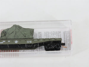 N Micro-Trains MTL 04500181 USAX U.S. Army 50' Flat Car #38080 w/ Tank Load