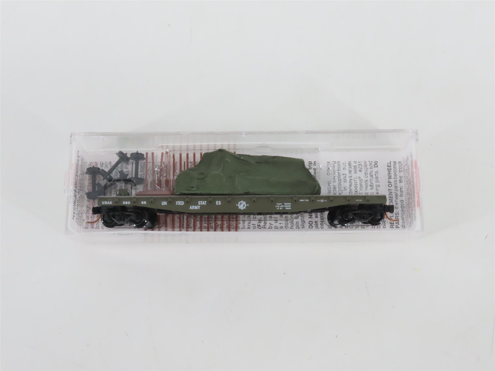 N Micro-Trains MTL 04500182 USAX U.S. Army 50' Flat Car #38068 w/ Cannon Load