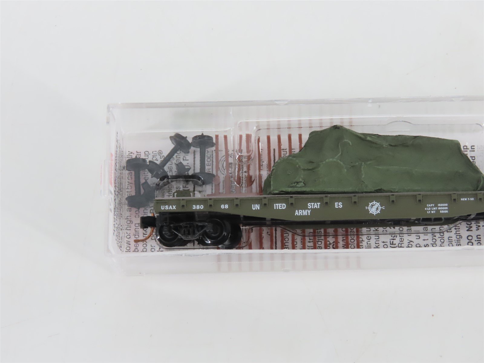 N Micro-Trains MTL 04500182 USAX U.S. Army 50' Flat Car #38068 w/ Cannon Load