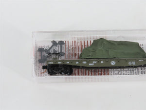 N Micro-Trains MTL 04500182 USAX U.S. Army 50' Flat Car #38068 w/ Cannon Load