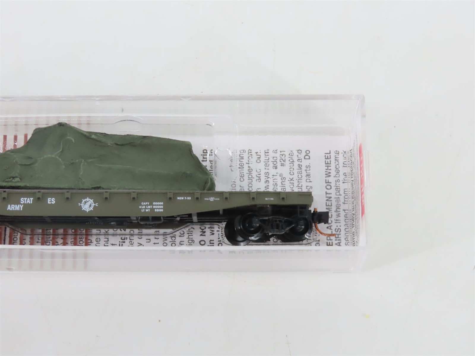 N Micro-Trains MTL 04500182 USAX U.S. Army 50' Flat Car #38068 w/ Cannon Load
