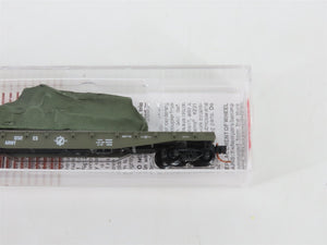N Micro-Trains MTL 04500182 USAX U.S. Army 50' Flat Car #38068 w/ Cannon Load