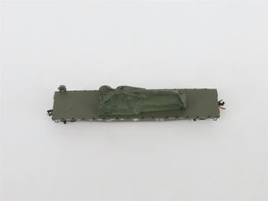 N Micro-Trains MTL 04500182 USAX U.S. Army 50' Flat Car #38068 w/ Cannon Load