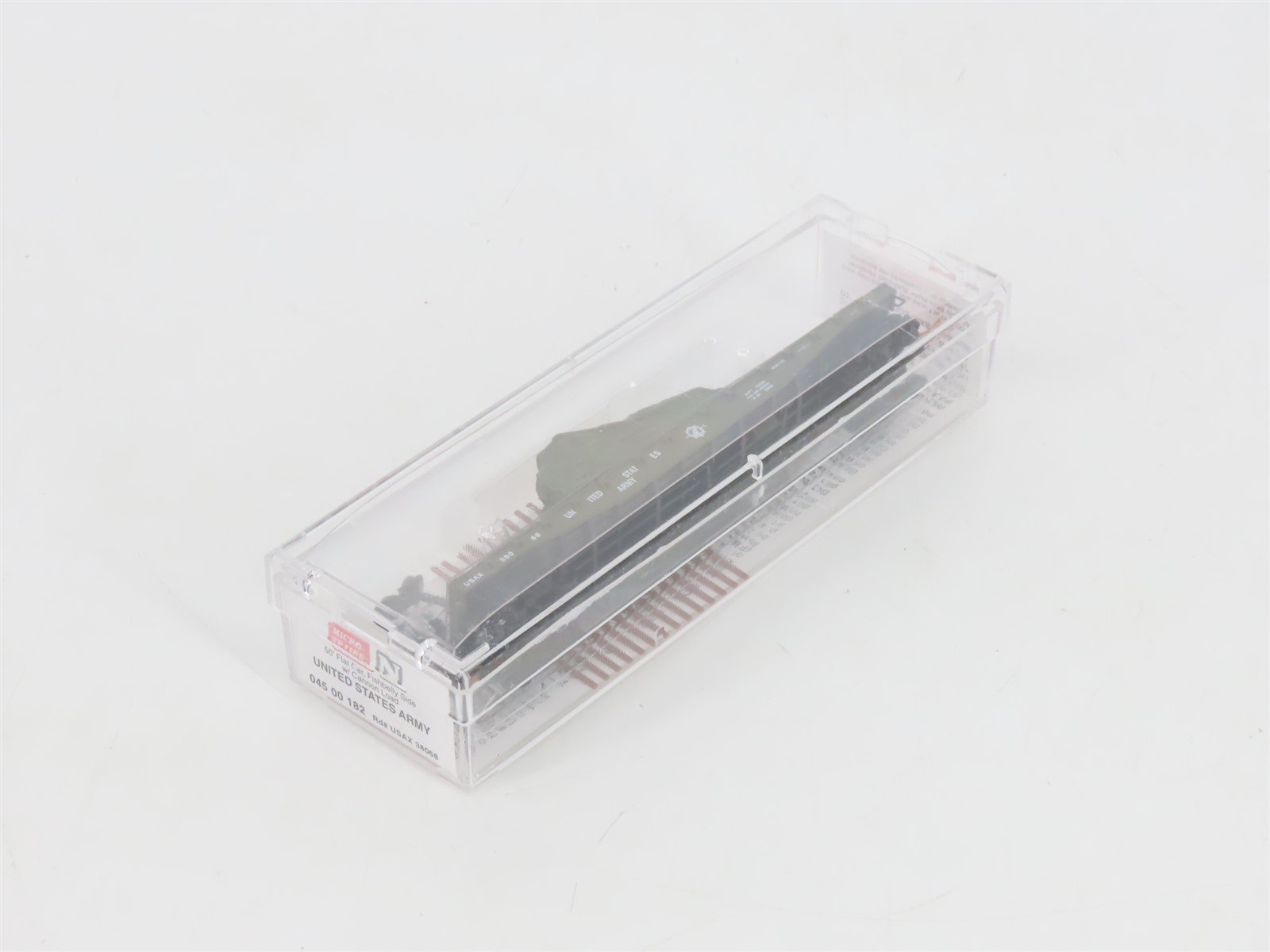 N Micro-Trains MTL 04500182 USAX U.S. Army 50' Flat Car #38068 w/ Cannon Load