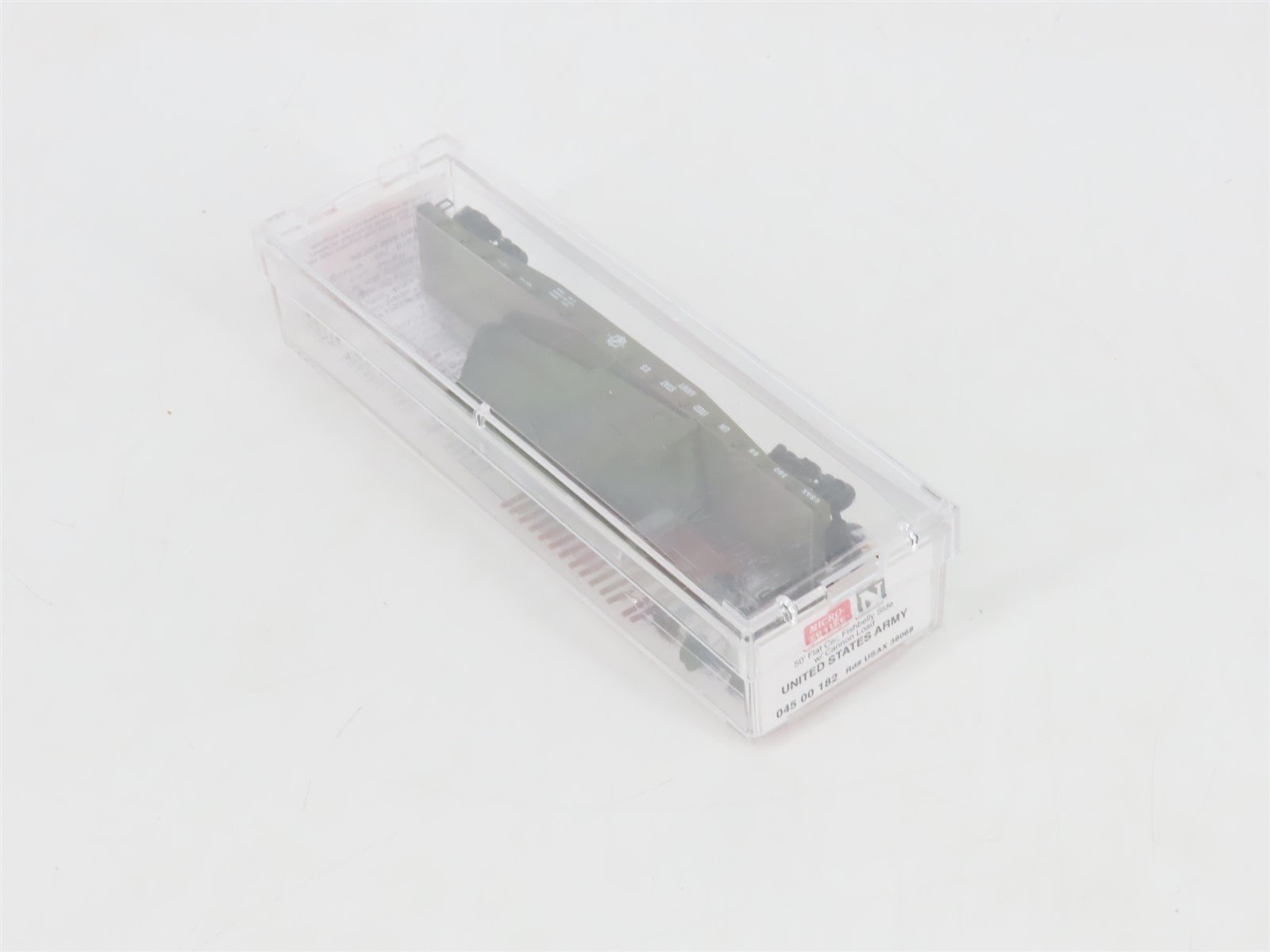 N Micro-Trains MTL 04500182 USAX U.S. Army 50' Flat Car #38068 w/ Cannon Load
