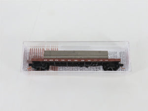 N Micro-Trains MTL 04400061 ATSF Santa Fe 50' Flat Car 90820 w/ Steel Plate Load