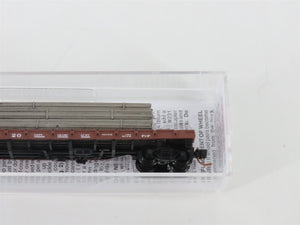 N Micro-Trains MTL 04400061 ATSF Santa Fe 50' Flat Car 90820 w/ Steel Plate Load