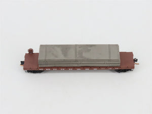 N Micro-Trains MTL 04400061 ATSF Santa Fe 50' Flat Car 90820 w/ Steel Plate Load