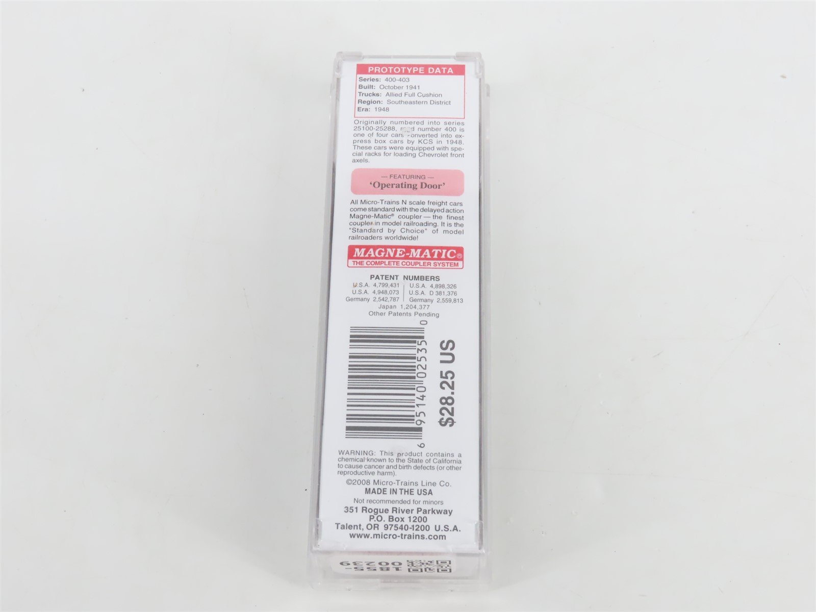 N Scale Micro-Trains MTL 03100370 KCS Kansas City Southern 50' Box Car #400