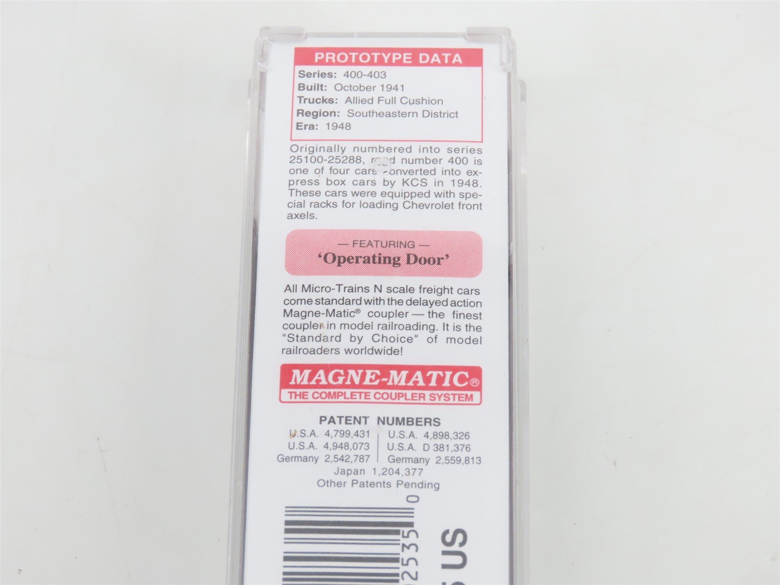 N Scale Micro-Trains MTL 03100370 KCS Kansas City Southern 50' Box Car #400
