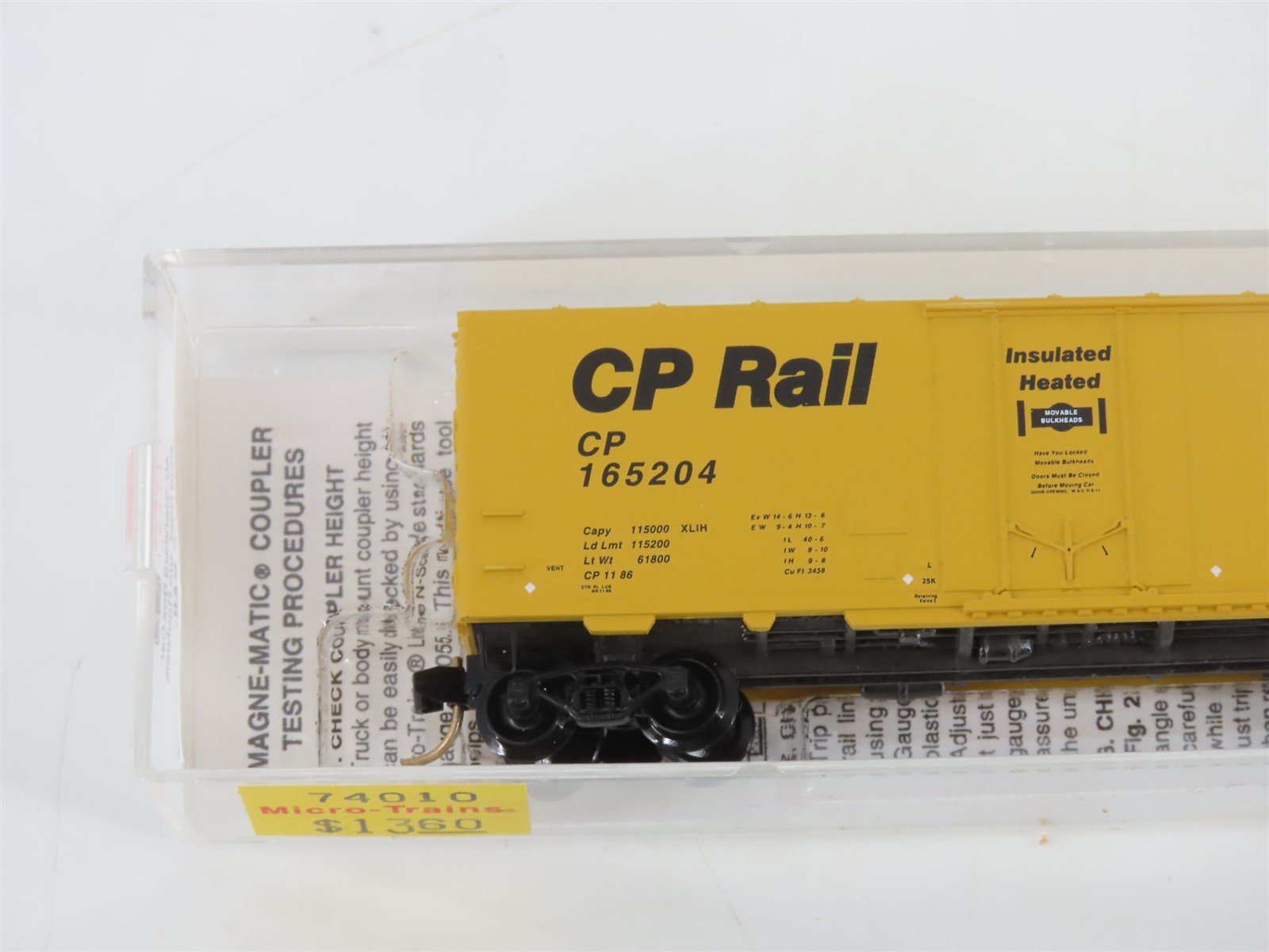 N Micro-Trains MTL 74010 CP Rail Canadian Pacific 40' Plug Door Box Car #165204