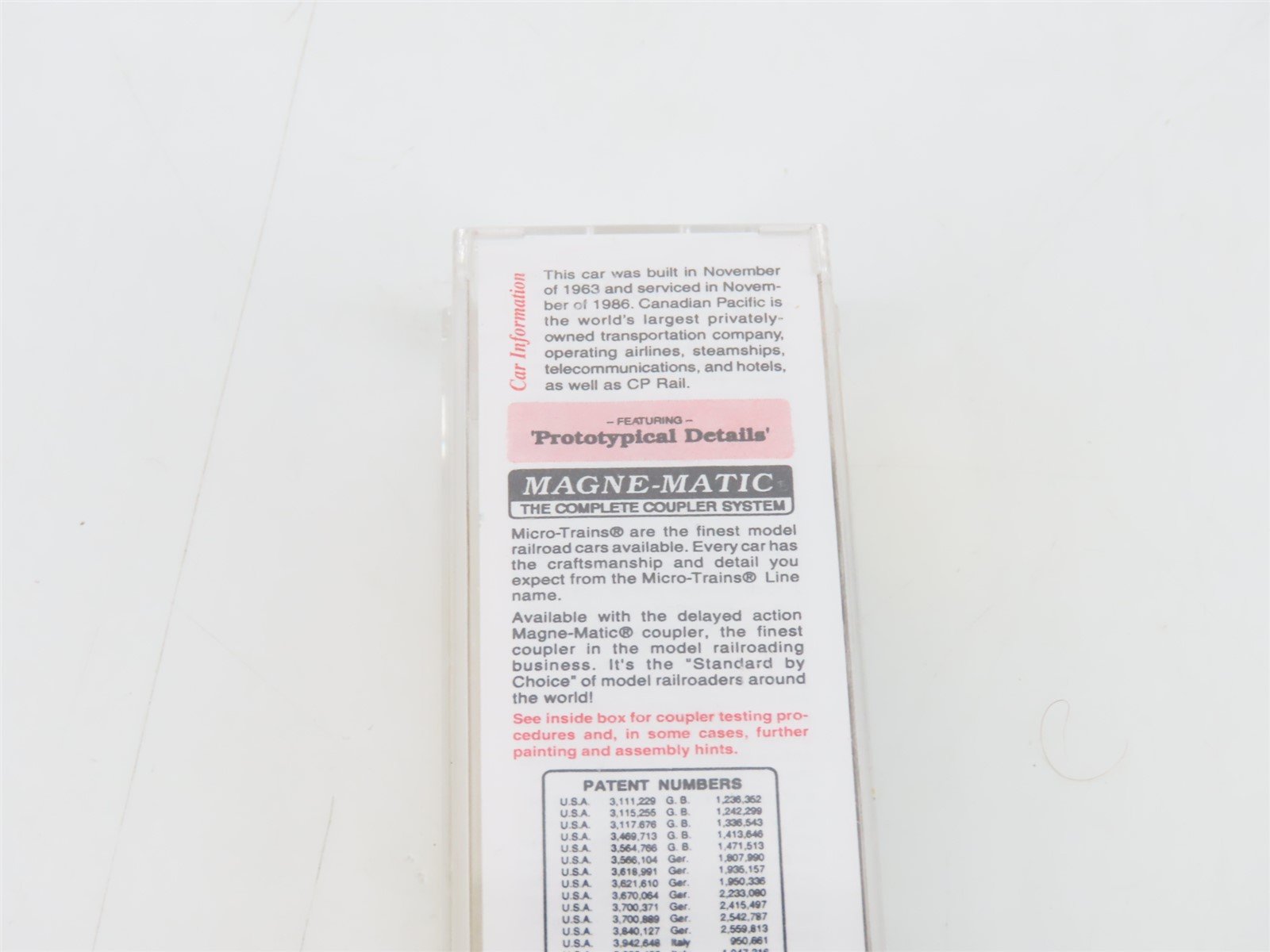 N Micro-Trains MTL 74010 CP Rail Canadian Pacific 40' Plug Door Box Car #165204