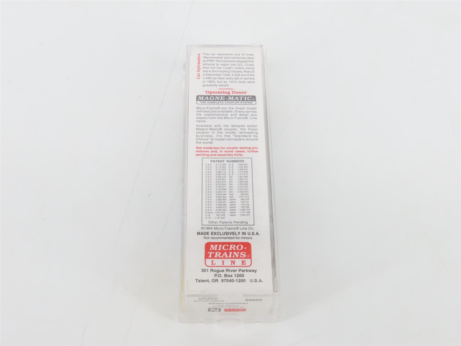 N Micro-Trains MTL 20066 PRR Pennsylvania Merchandise Service 40' Box Car #30902