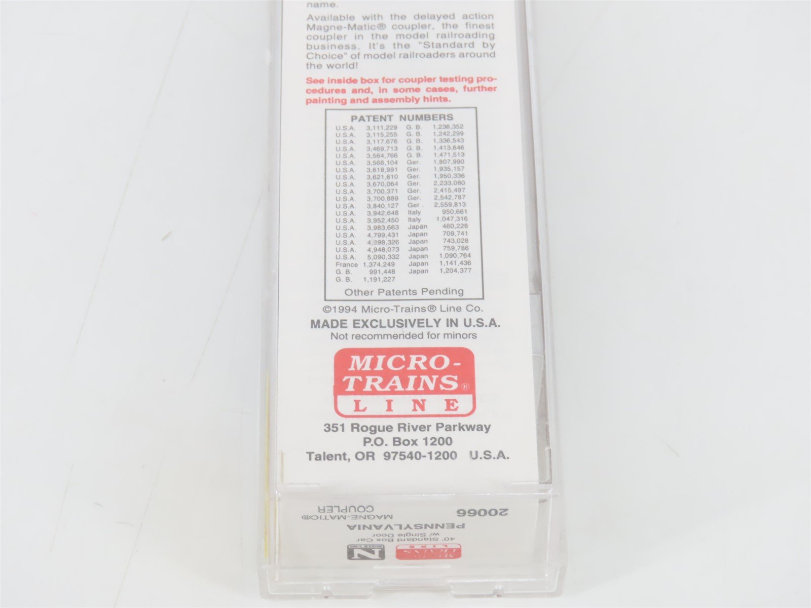 N Micro-Trains MTL 20066 PRR Pennsylvania Merchandise Service 40' Box Car #30902