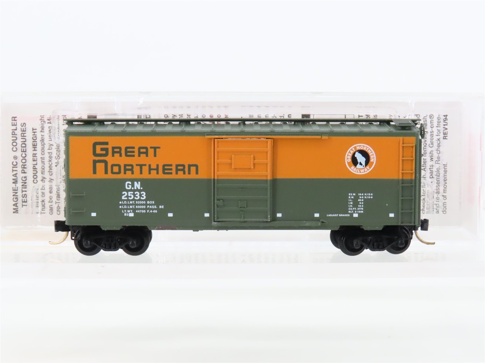 N Scale Micro-Trains MTL 20226 GN Great Northern 40' Standard Boxcar #2533