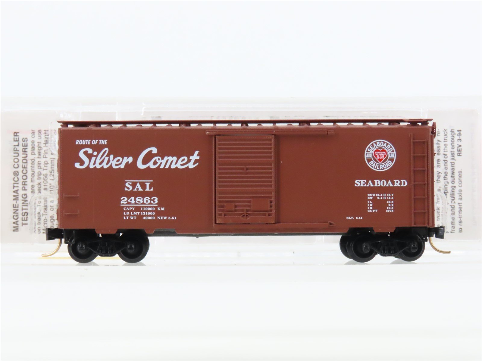 N Scale Micro-Trains MTL 20660 SAL Seaboard Air Line 40' Standard Boxcar #24863
