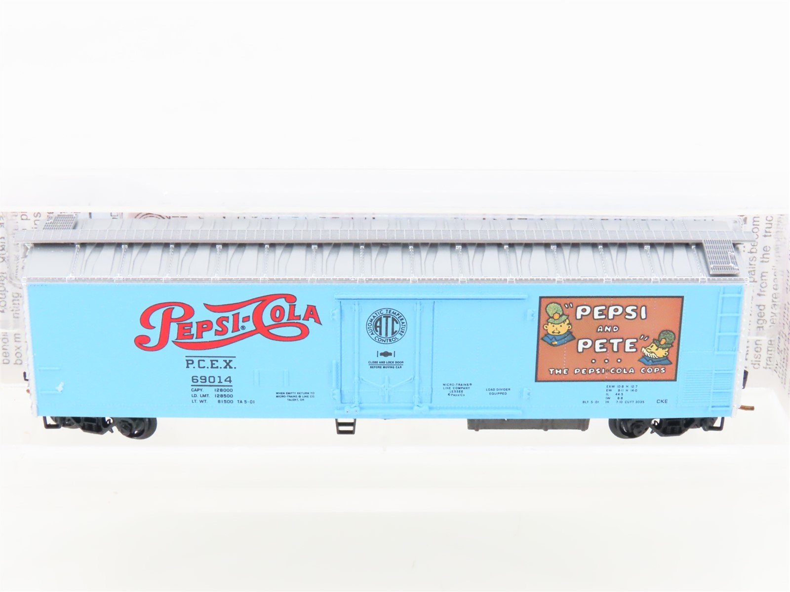 N Scale Micro-Trains 69130 PCEX Pepsi-Cola 51' Rivet Side Mech Reefer #69014