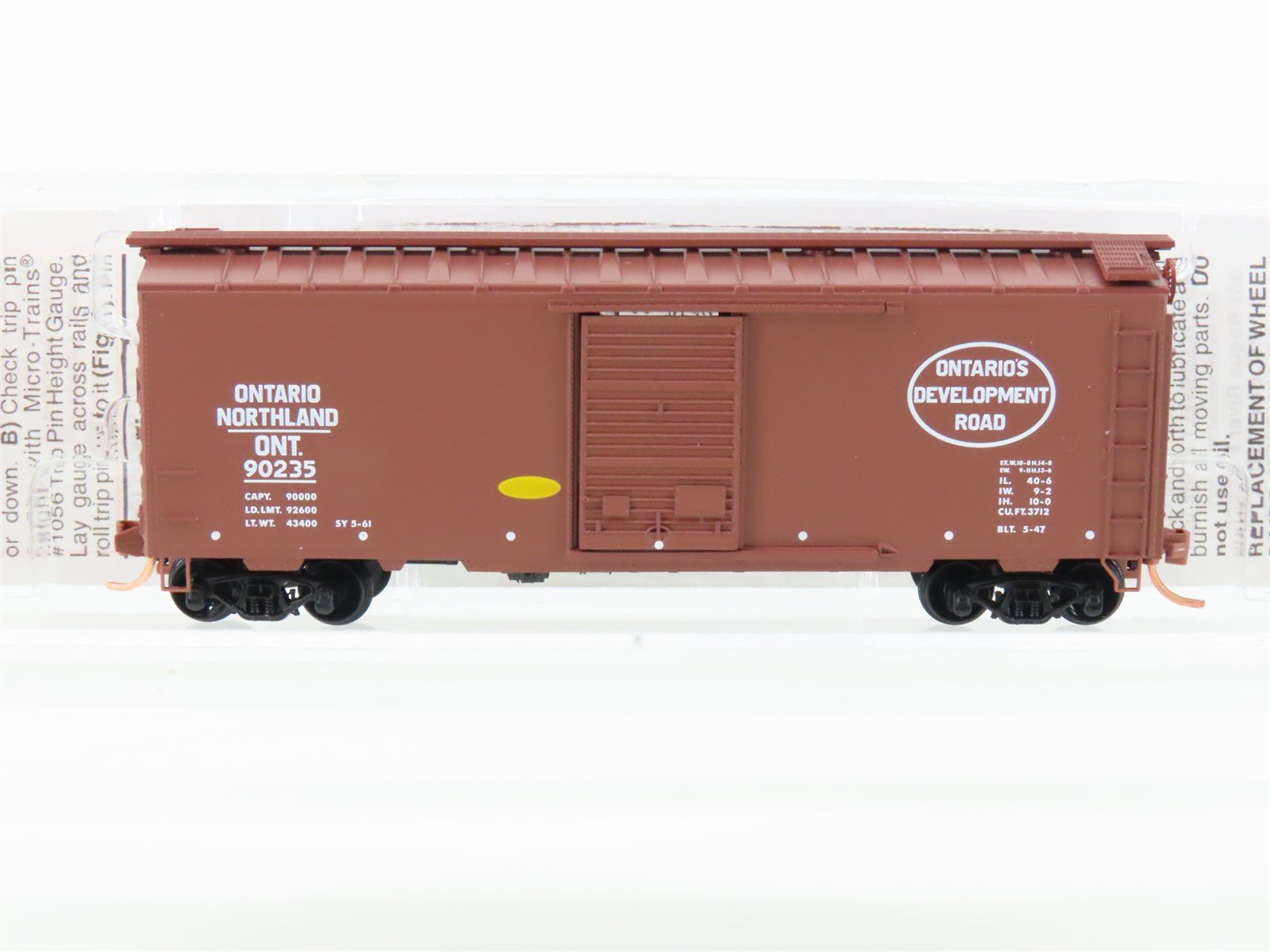 N Scale Micro-Trains 02000376 ONT Ontario Northland 40' Standard Boxcar #90235
