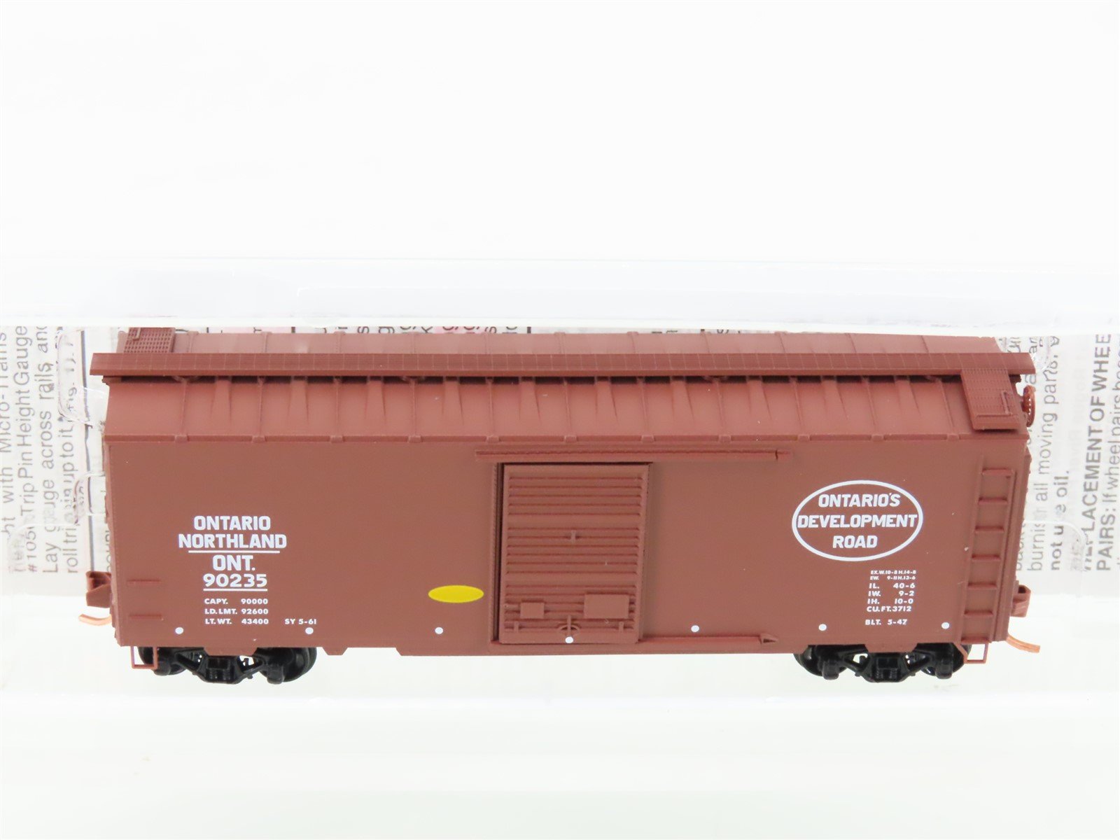 N Scale Micro-Trains 02000376 ONT Ontario Northland 40' Standard Boxcar #90235