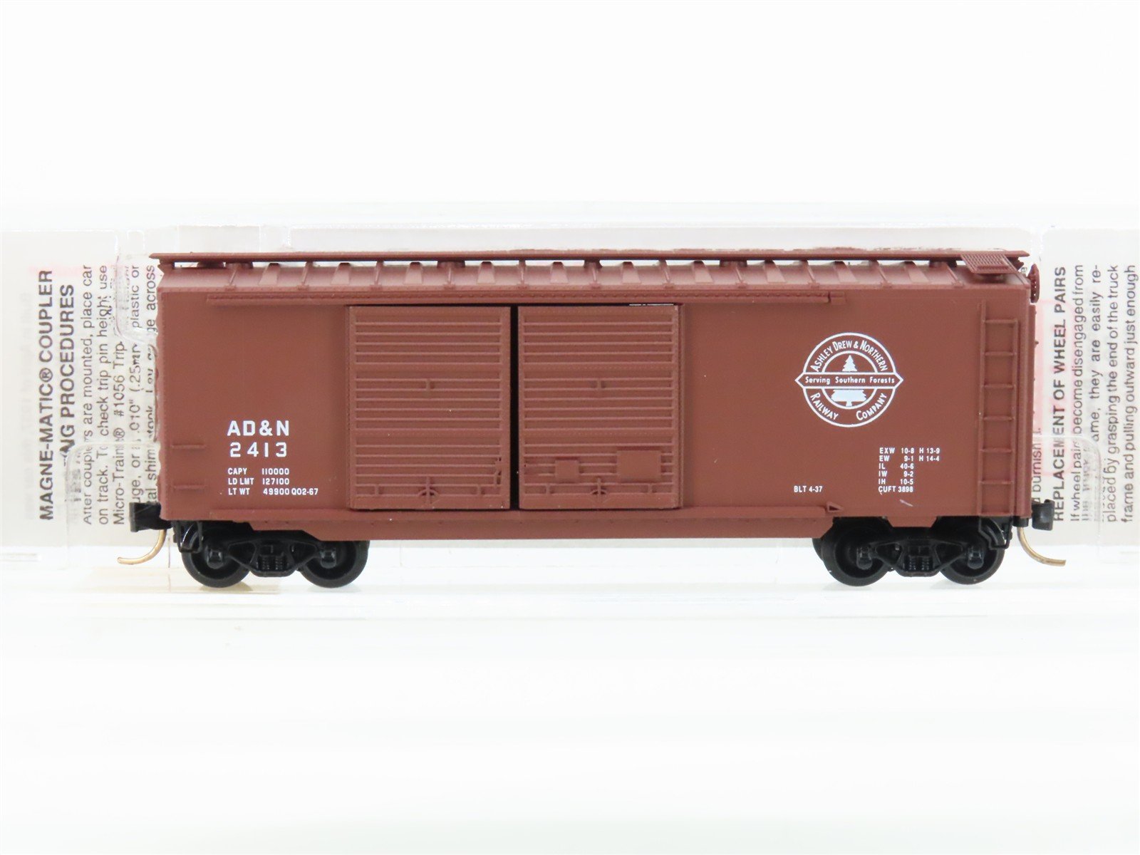 N Micro-Trains MTL 23240 ADN Ashley Drew & Northern 40' Standard Boxcar #2413