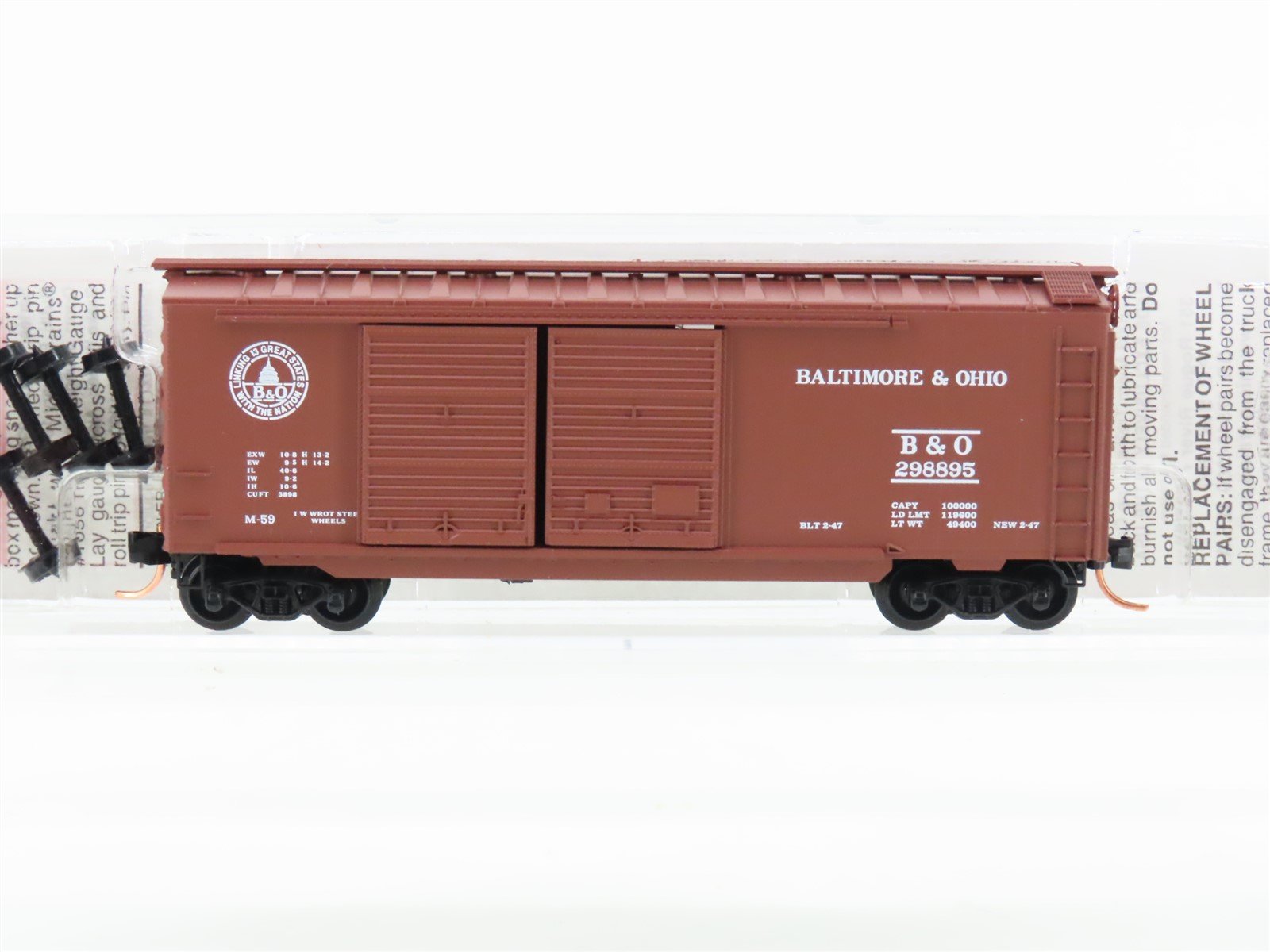 N Scale Micro-Trains MTL 23040 B&O Baltimore & Ohio 40' Standard Boxcar #298895