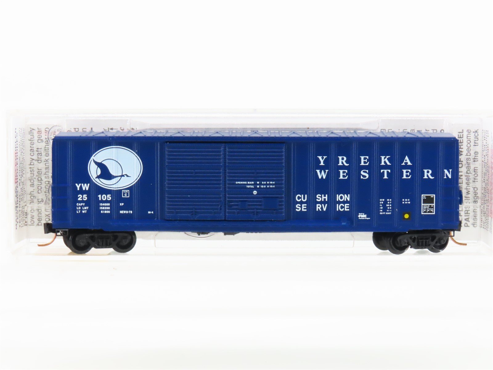 N Micro-Trains MTL 30020 YW Yreka Western 50' Rib Side Boxcar #25105