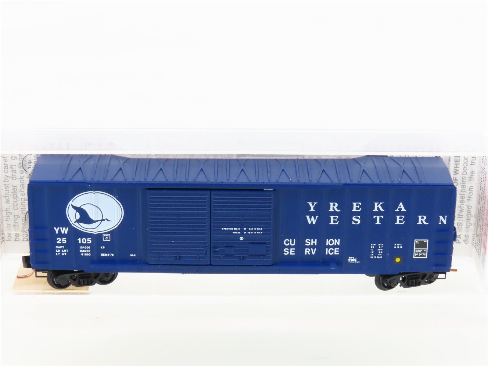 N Micro-Trains MTL 30020 YW Yreka Western 50' Rib Side Boxcar #25105