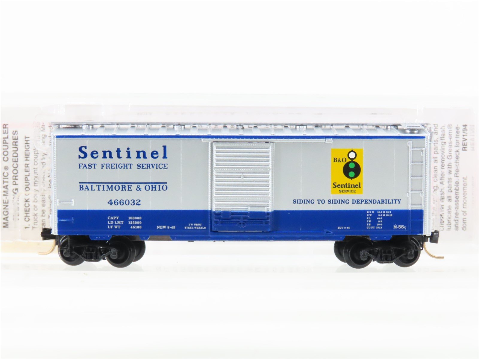 N Scale Micro-Trains MTL 20256 B&O Baltimore & Ohio 40' Standard Boxcar #466032
