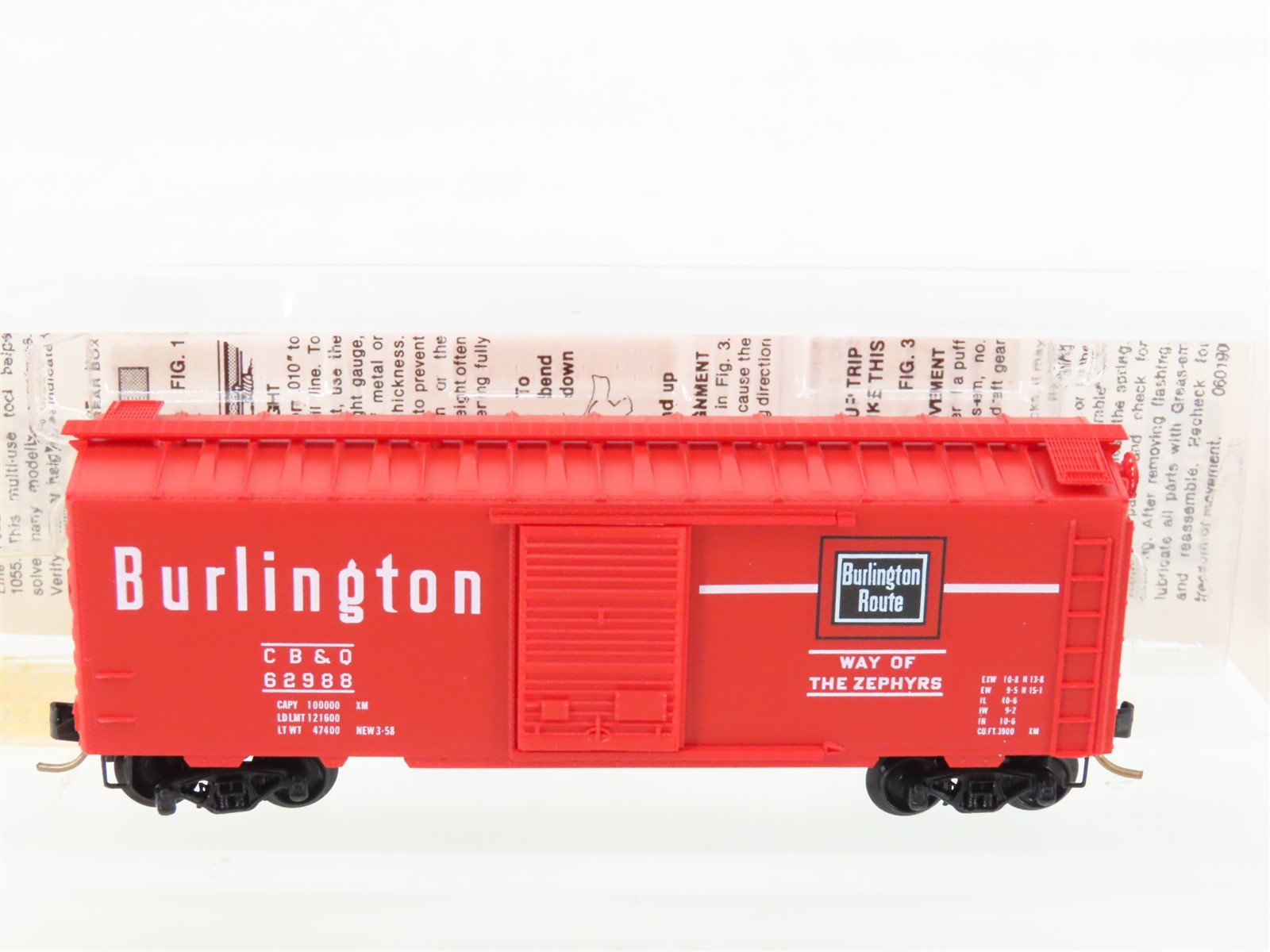 N Scale Micro-Trains 20170 CBQ Burlington 40' Standard Boxcar #62988